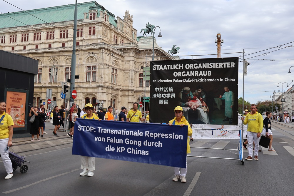 Stoppt den systematischen Organraub und die transnationale Repression Chinas. Foto: FDI